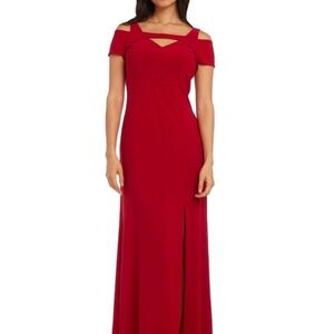 NWT Red Nightway Cold Shoulder Keyhole Gown Dress 8p